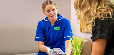 Macmillian Cancer Nurse in Consultation with patient