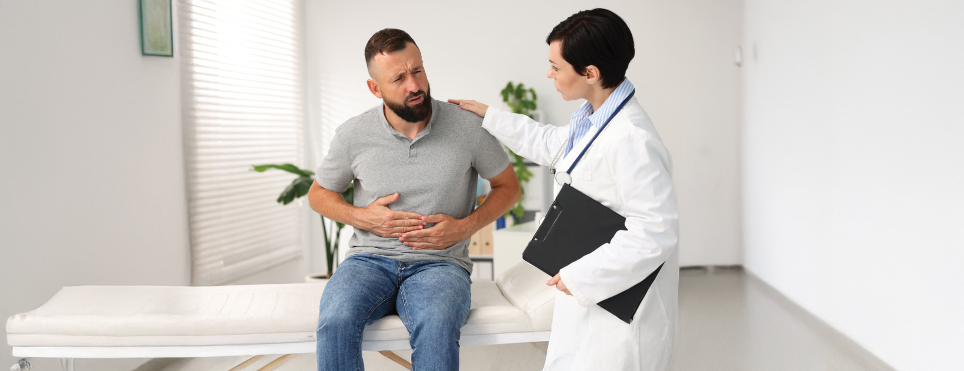 Man visiting a gut health specialist in Kent